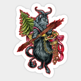 Krampus Ferret - With Red Outline Sticker